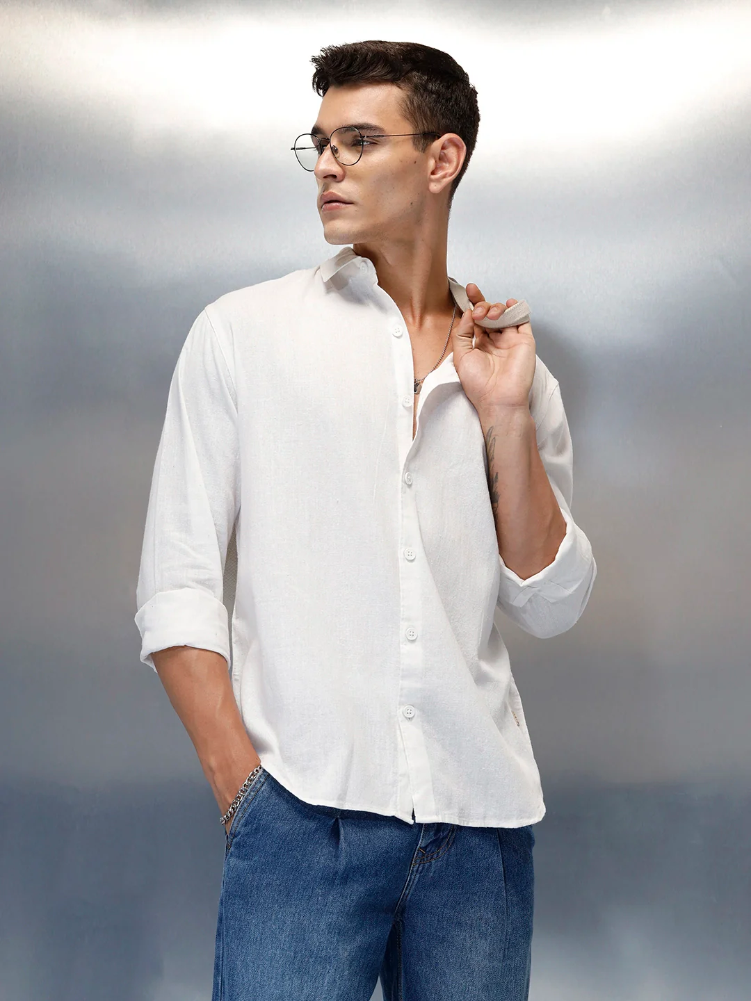 Men's Casual Regular Fit Shirt | Off White