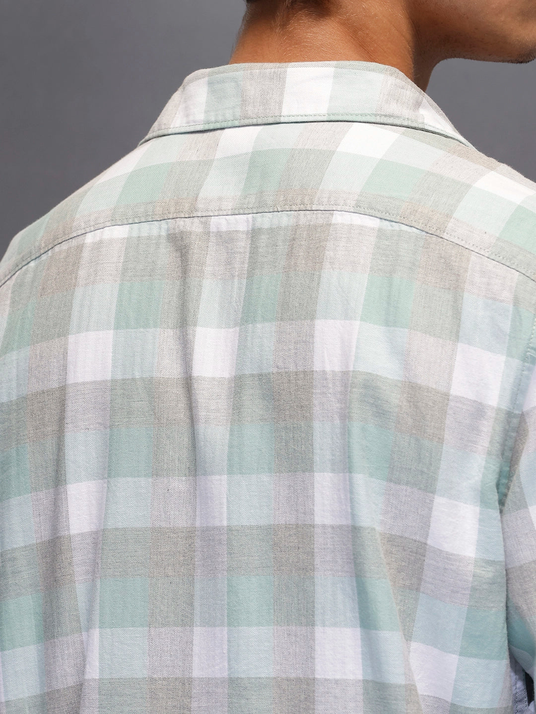 Men's Casual Slim Fit Checkered Shirt | Green - Image 5