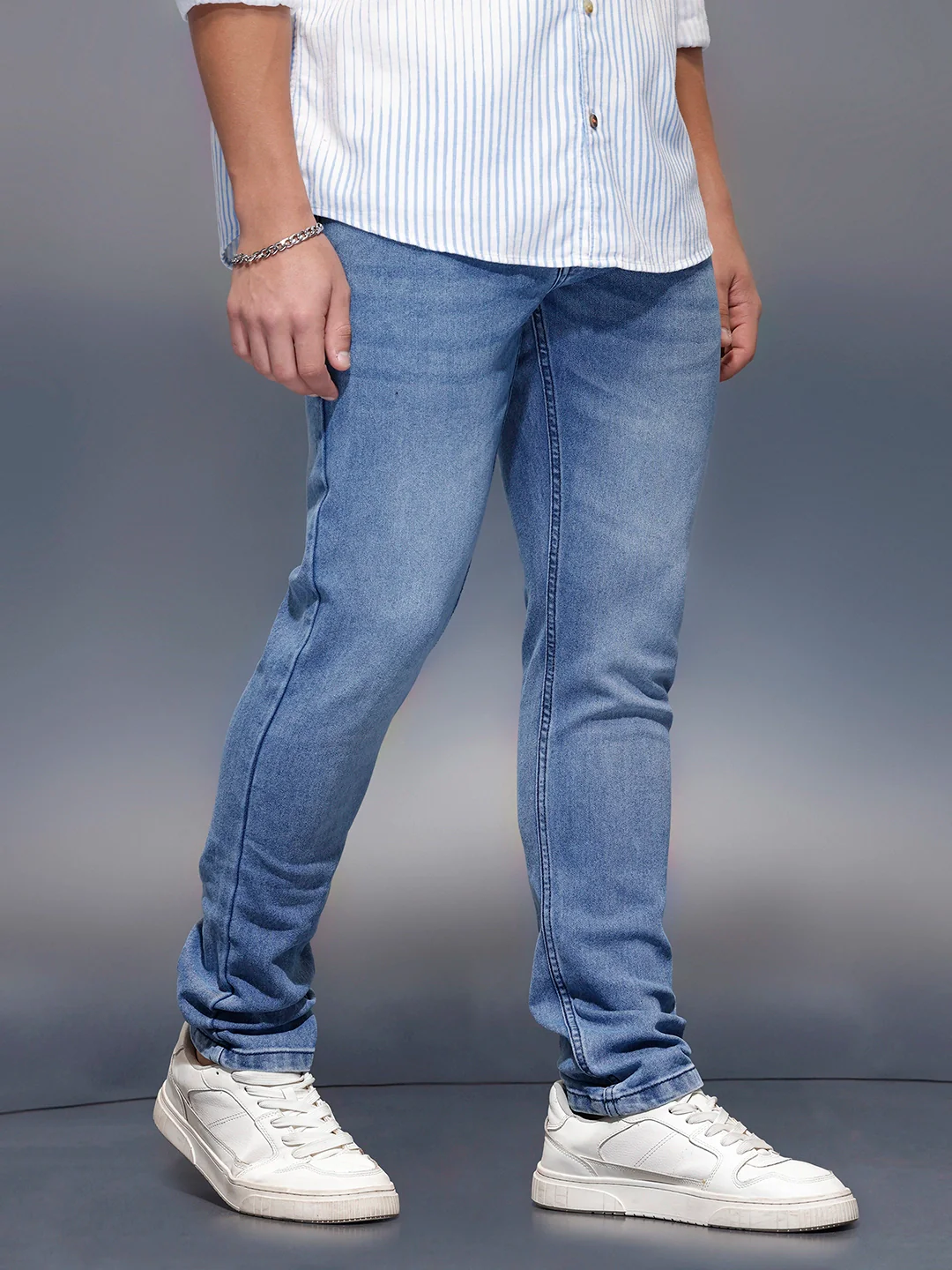 Men's Casual Slim Fit Jeans | Blue - Image 4