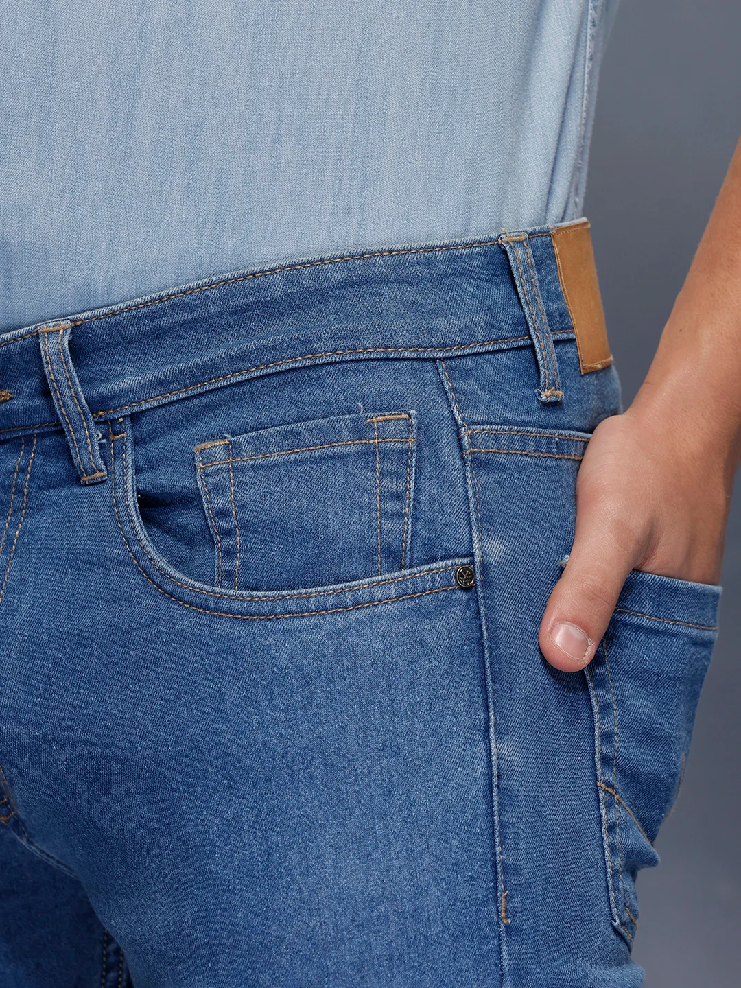 Men's Casual Slim Fit Jeans | Blue - Image 5