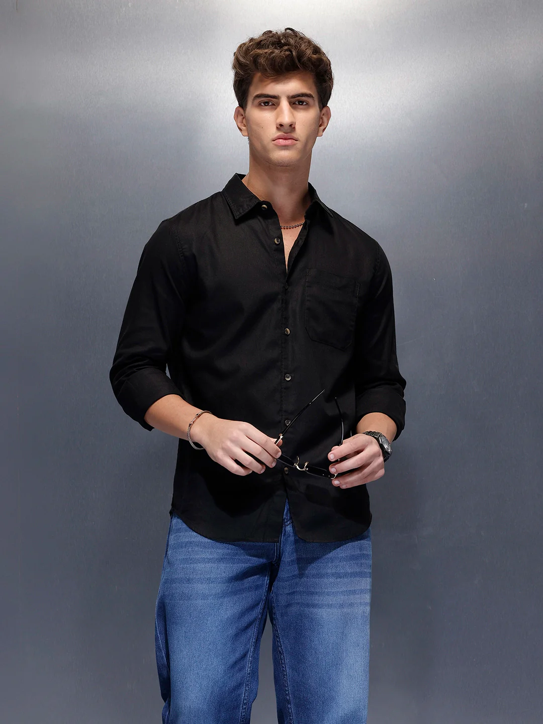 Men's Casual Slim Fit Shirt  | Black