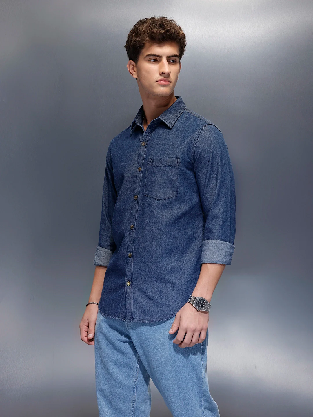 Men's Casual Slim Fit Shirt | Blue - Image 4