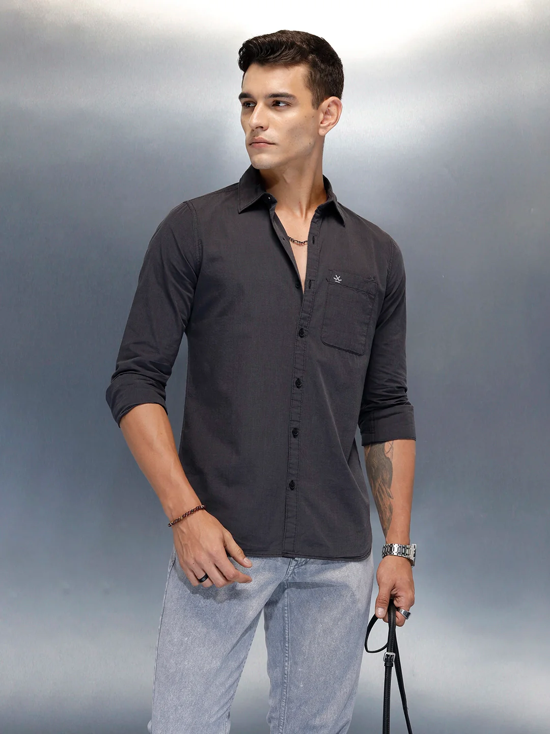 Men's Casual Slim Fit Shirt | Grey