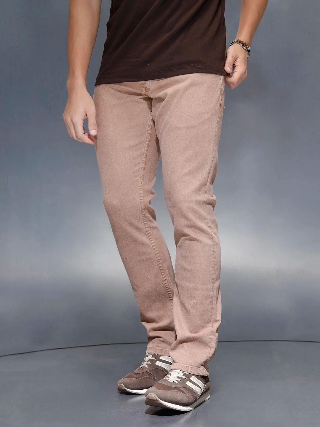 Men's Casual Straight Fit Denim Trousers | Khaki - Image 4
