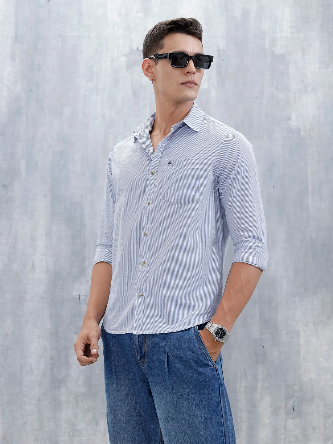 Men's Casual Striped Pattern Shirt | Blue