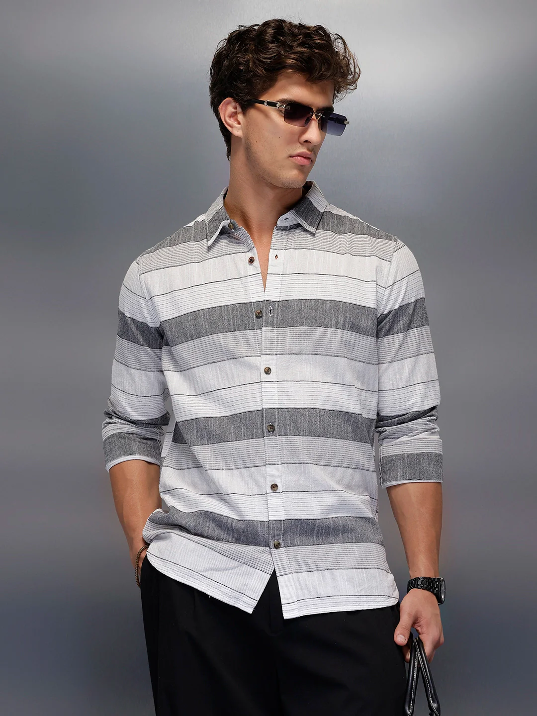 Men's Casual Striped Shirt | Off White