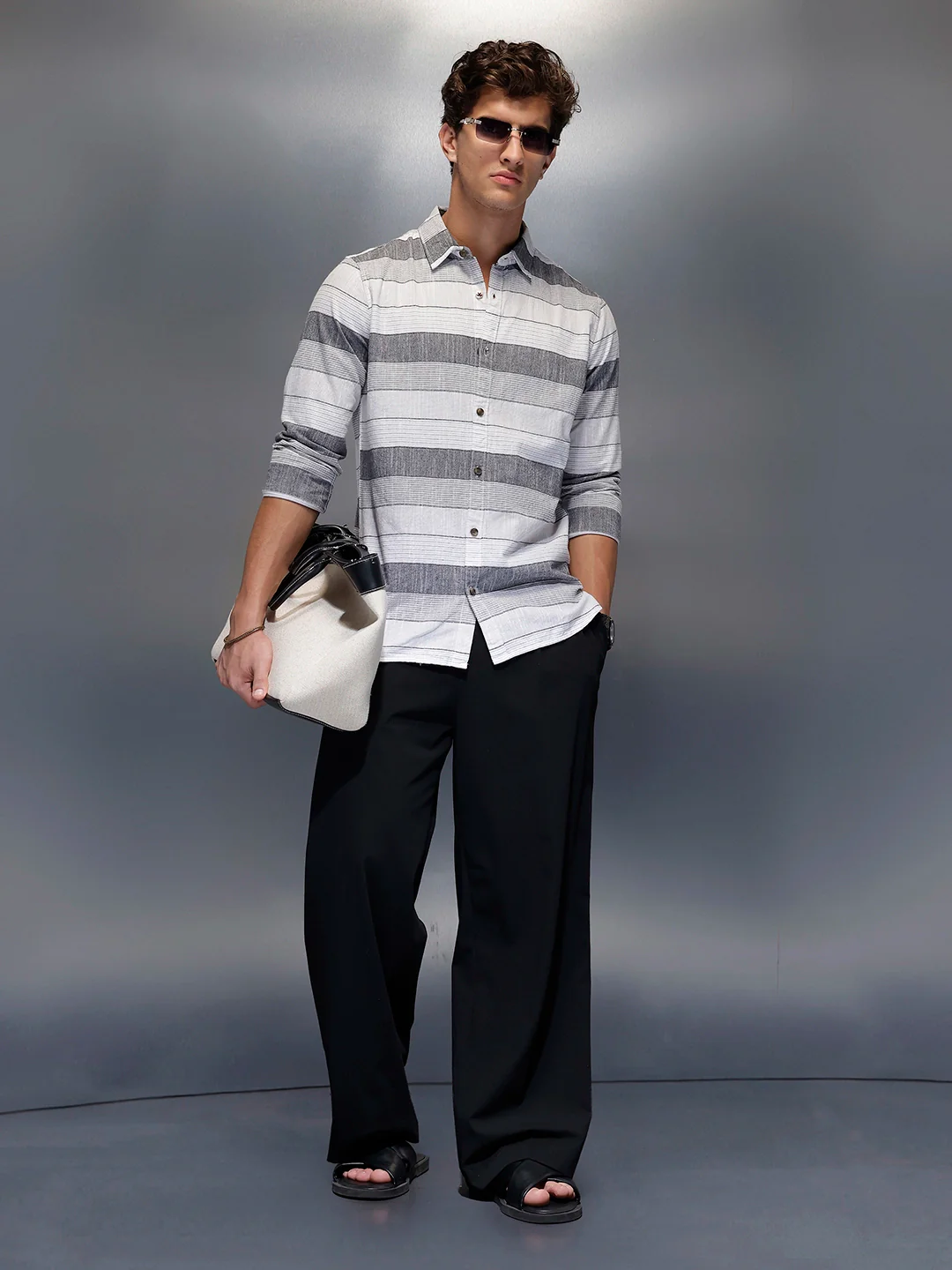 Men's Casual Striped Shirt | Off White - Image 2