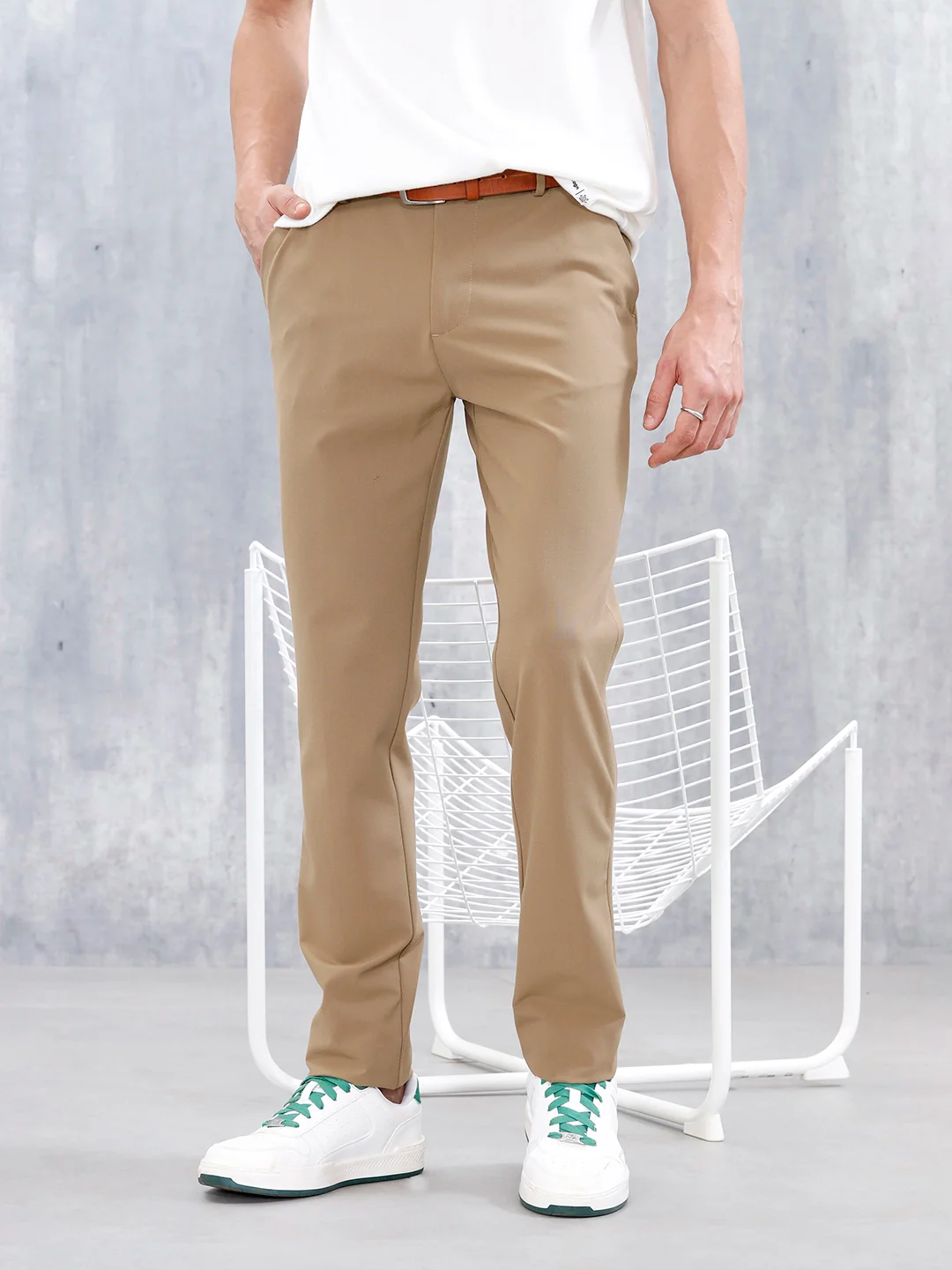 Men's Causla Slim Fit Trousers | Khaki
