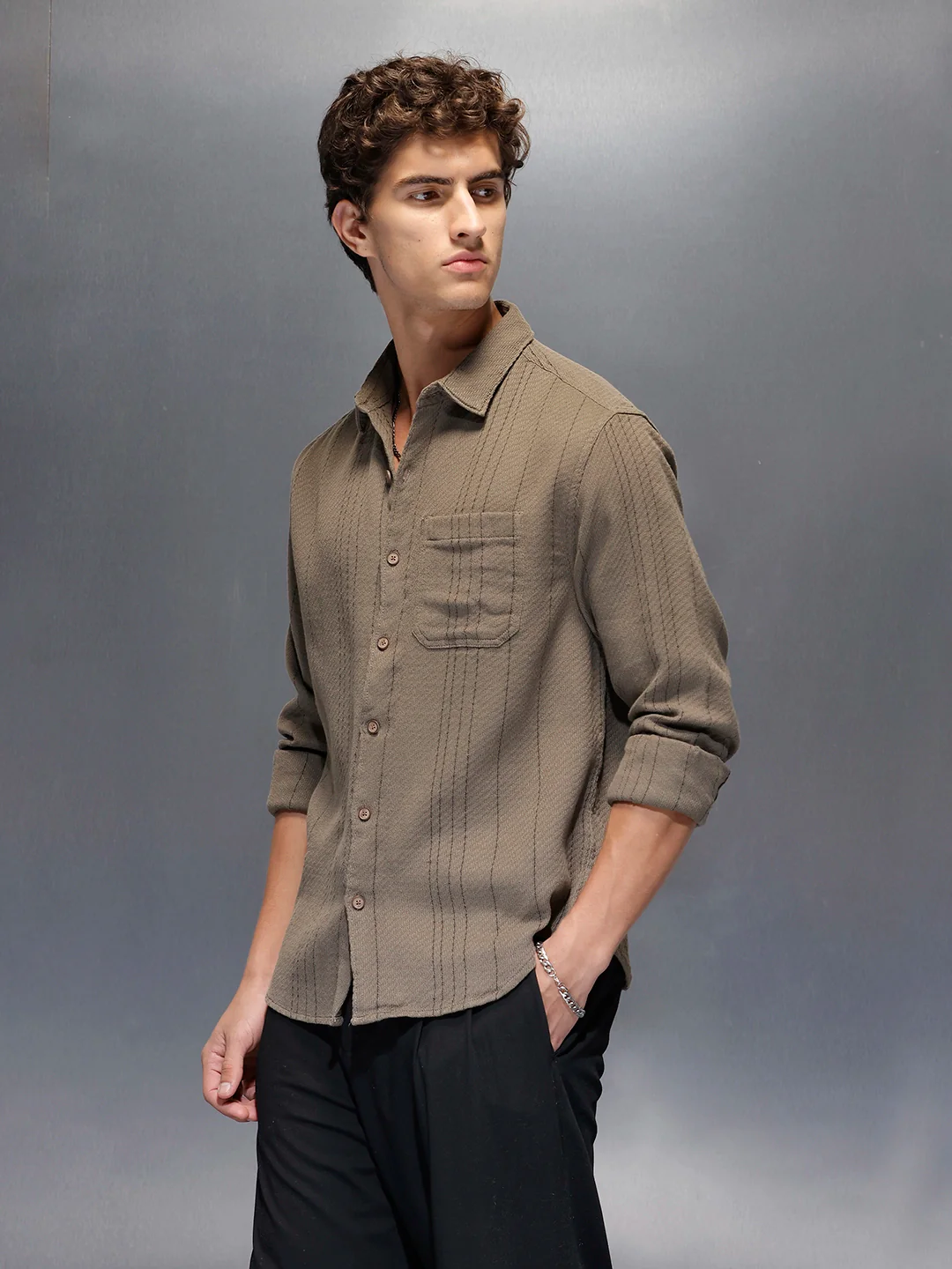 Men's Comfort Fit Casual Shirt | Grey - Image 4