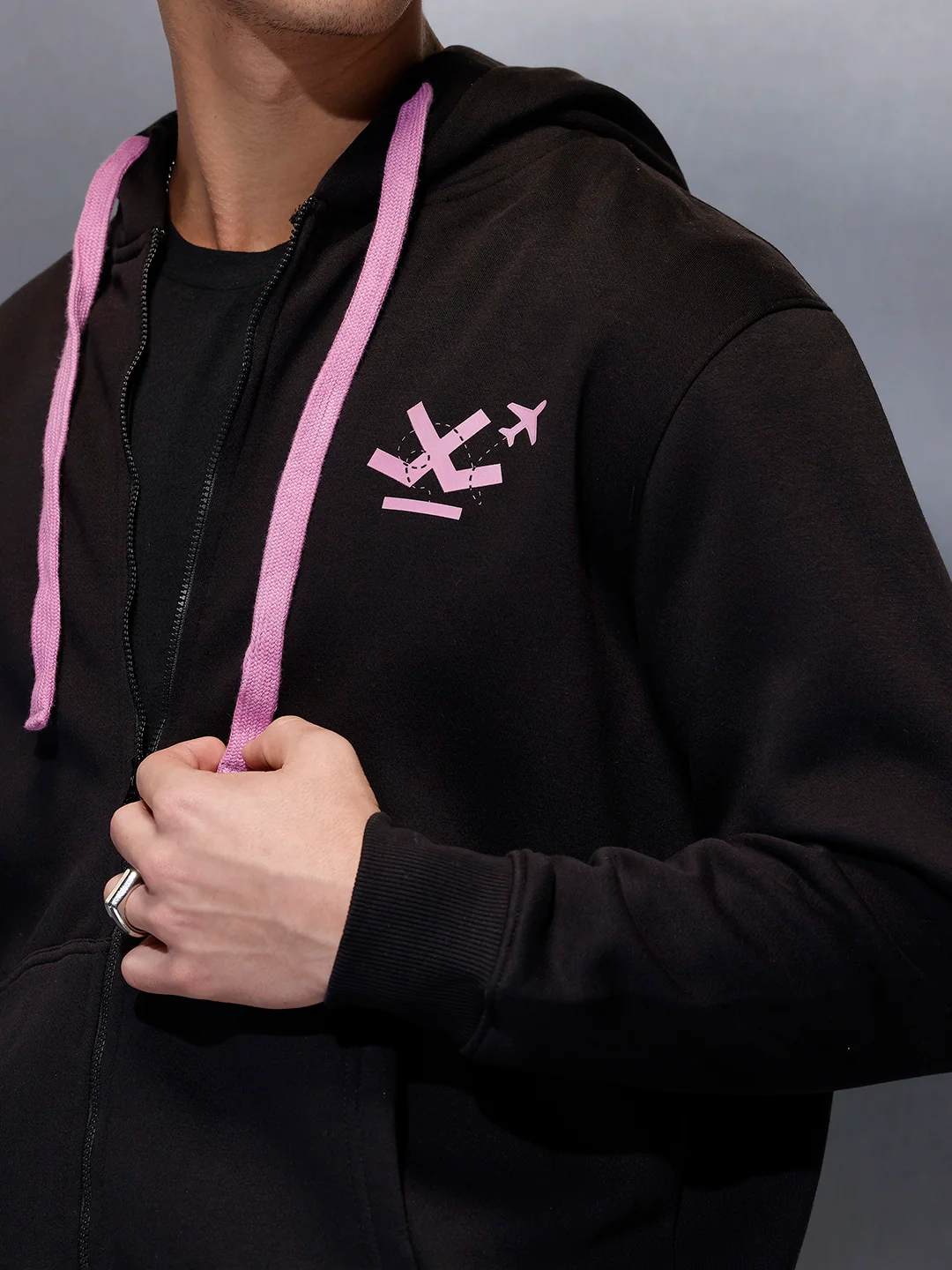Men's Comfort Fit Hooded Sweatshirt | Black - Image 5