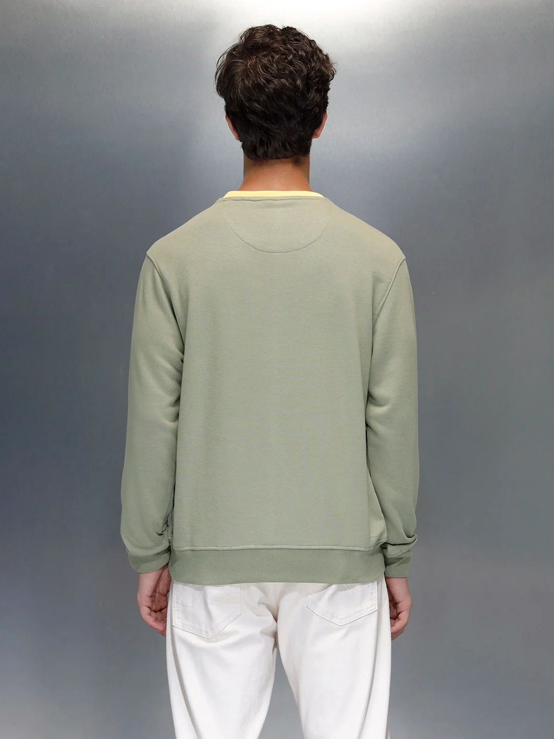 Men's Comfort Fit Wrogn branded Sweatshirt | Light Green - Image 3