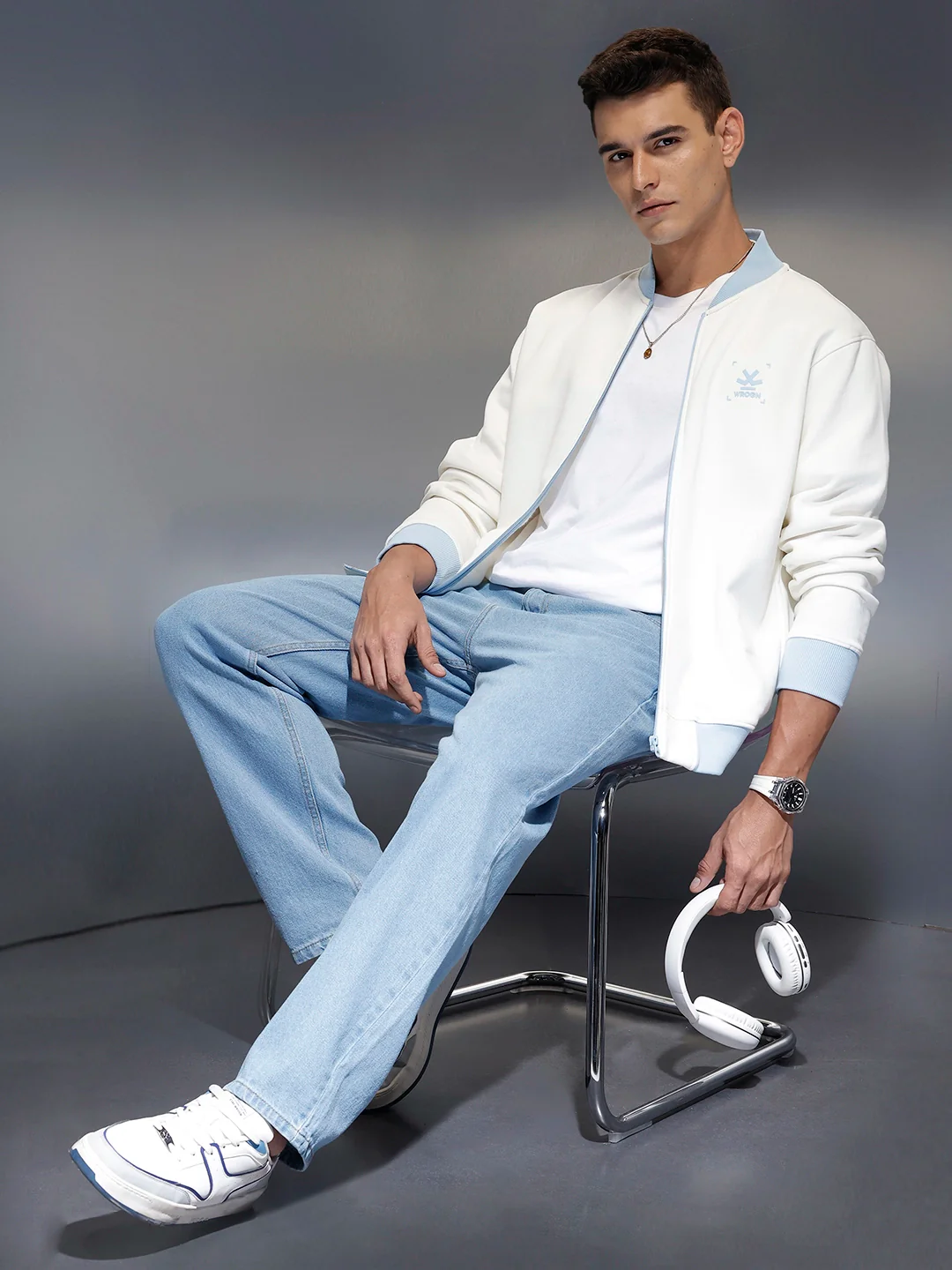 Men's Comfort Fit Zip-Up Sweatshirt | White - Image 4