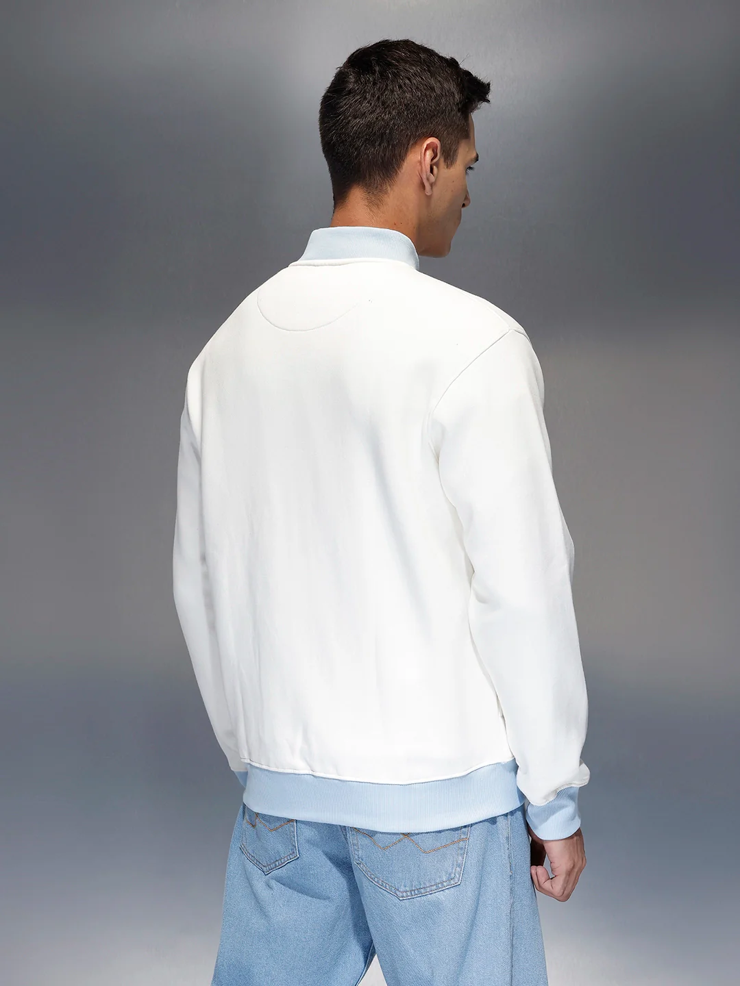 Men's Comfort Fit Zip-Up Sweatshirt | White - Image 5