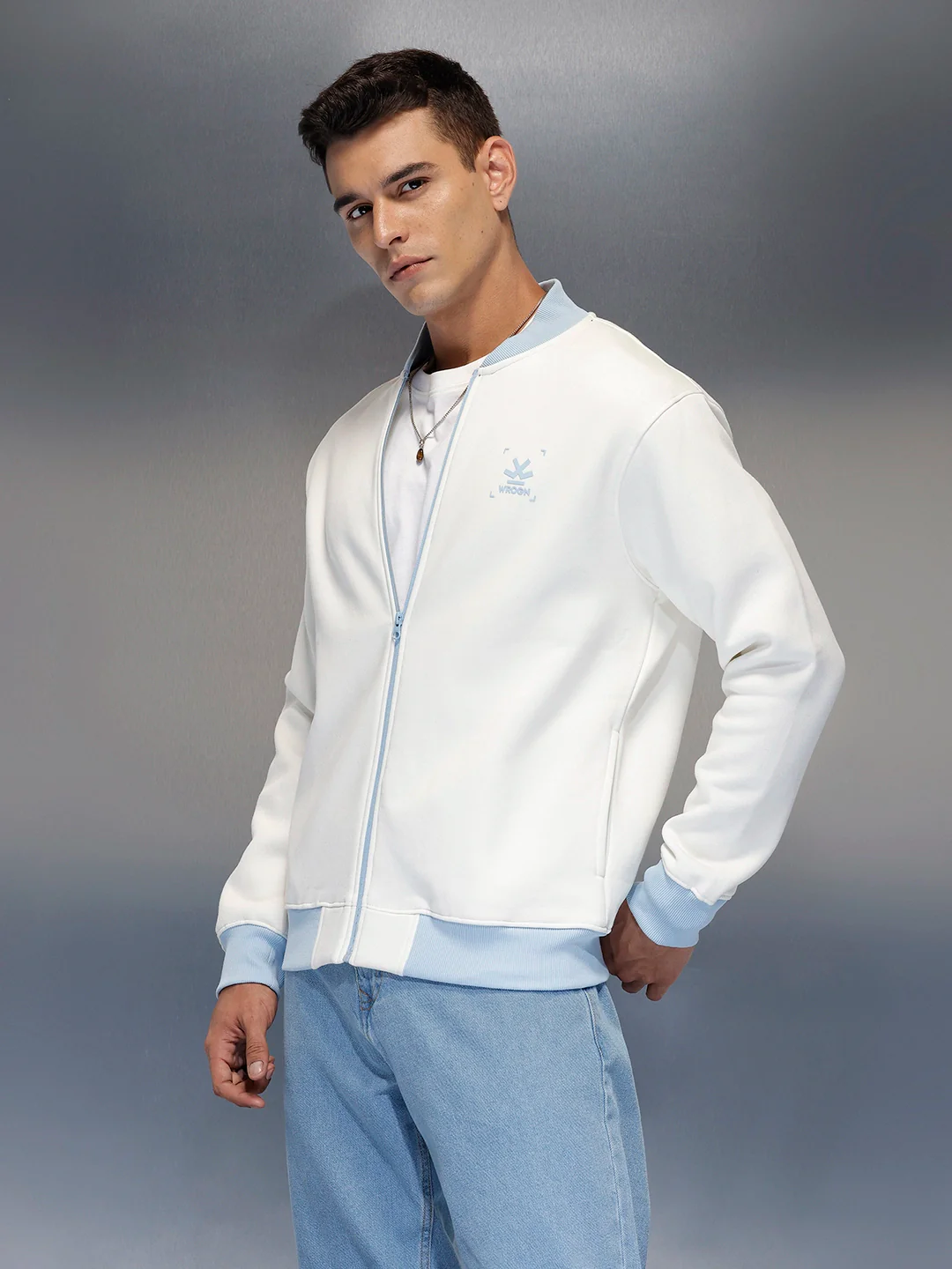 Men's Comfort Fit Zip-Up Sweatshirt | White - Image 6