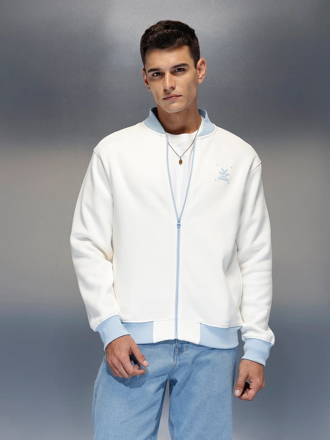 Men's Comfort Fit Zip-Up Sweatshirt | White - Image 7