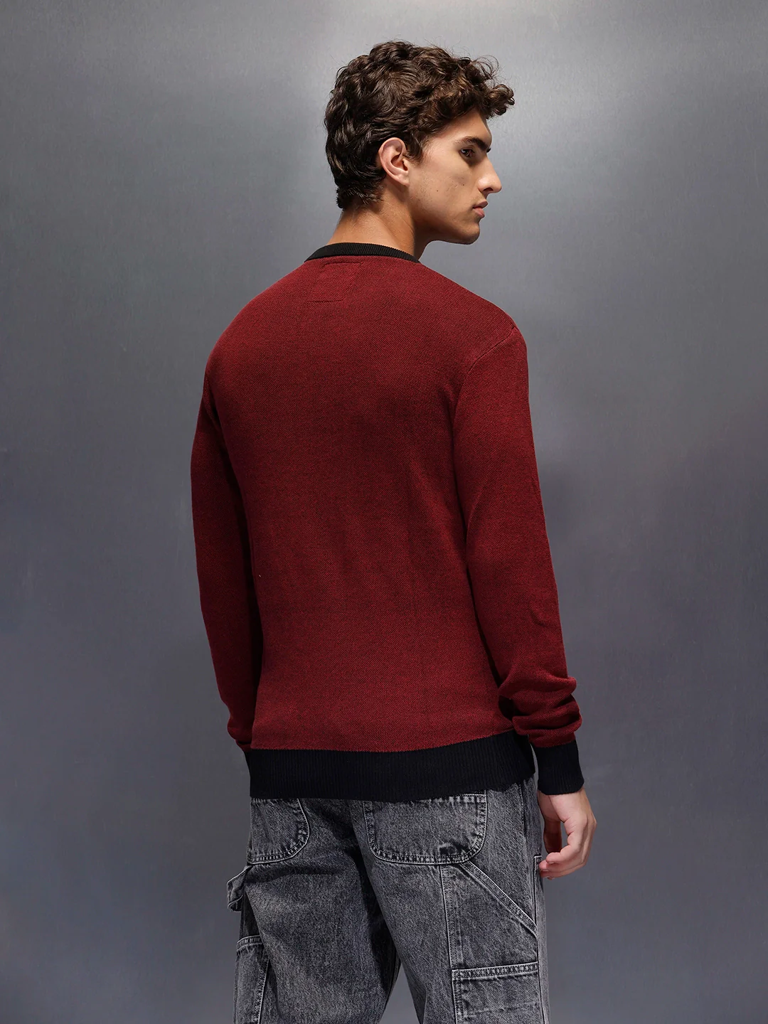 Men's Crewneck Pullover with Legacy Print | Maroon - Image 3