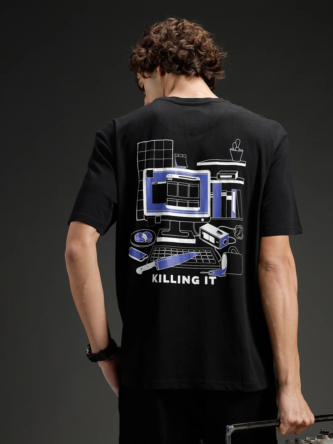 Men's Oversized Graphic Print T-shirt | Black