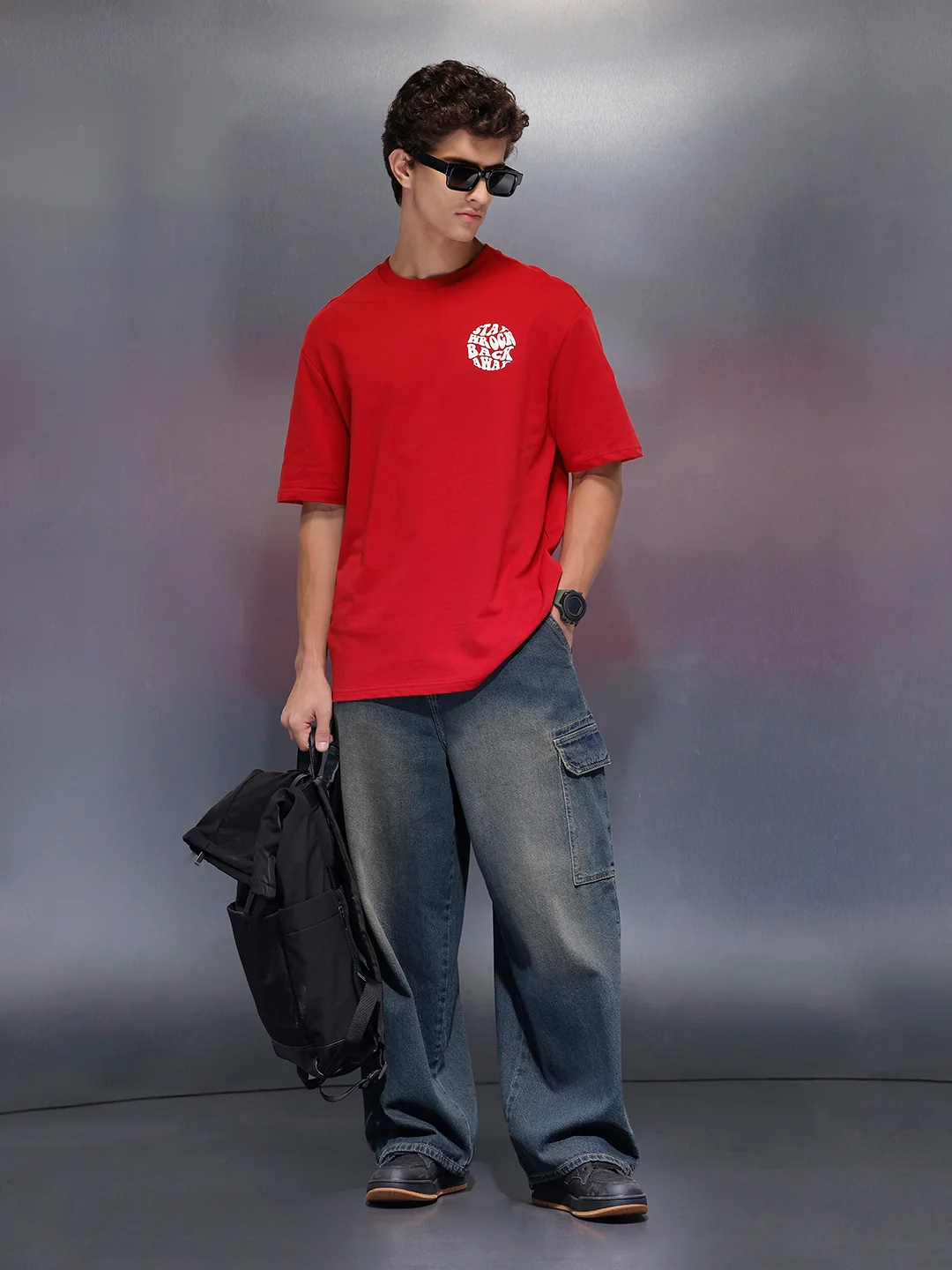 Men's Oversized Tee With Graphic | Red - Image 3