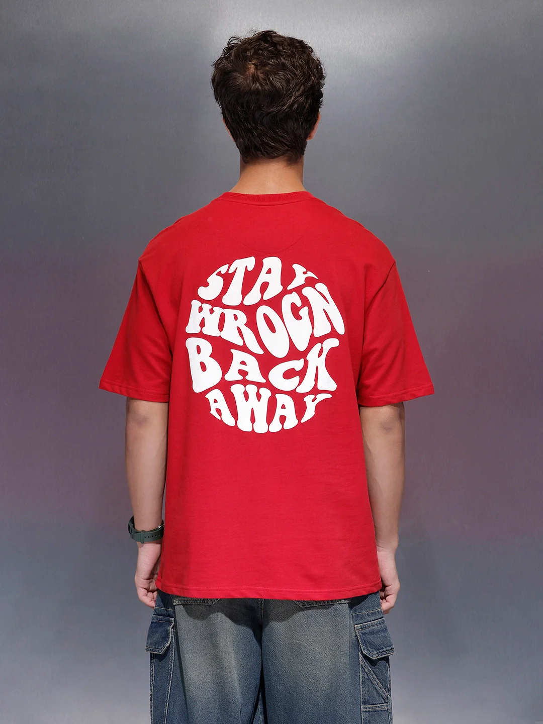 Men's Oversized Tee With Graphic | Red - Image 4