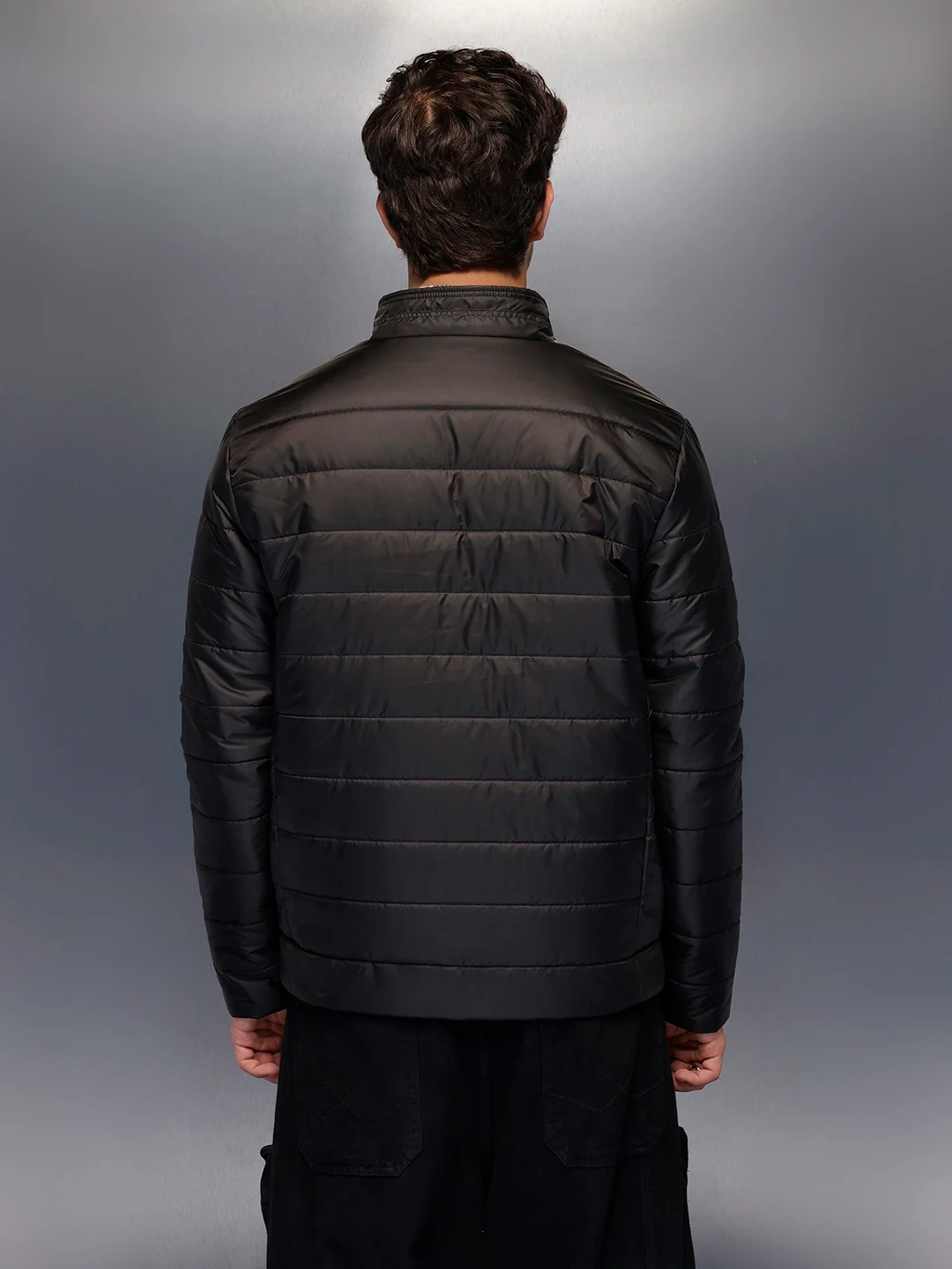 Men's Regular Fit Puffer Jacaket | Black - Image 3