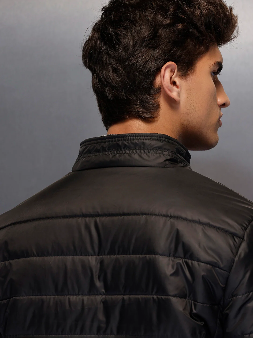 Men's Regular Fit Puffer Jacaket | Black - Image 5