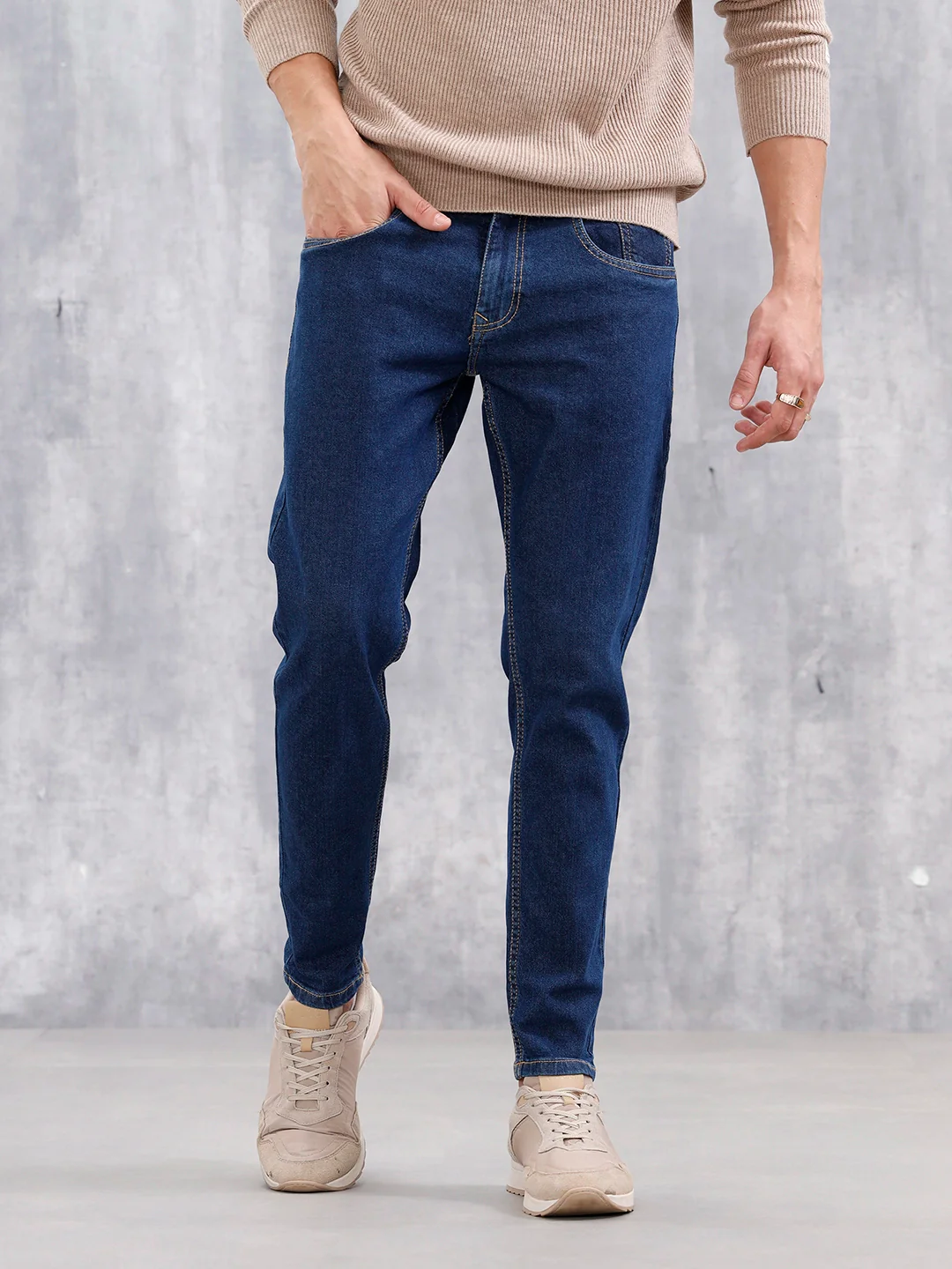 Men's Skinny Crop Casual Jeans | Dark Stone