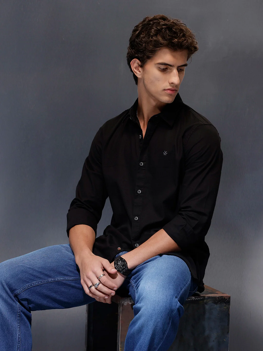 Men's Slim Fit Casual Shirt | Black