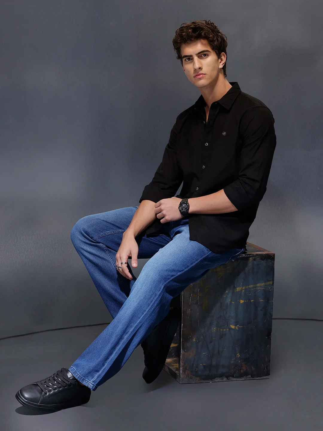Men's Slim Fit Casual Shirt | Black - Image 2
