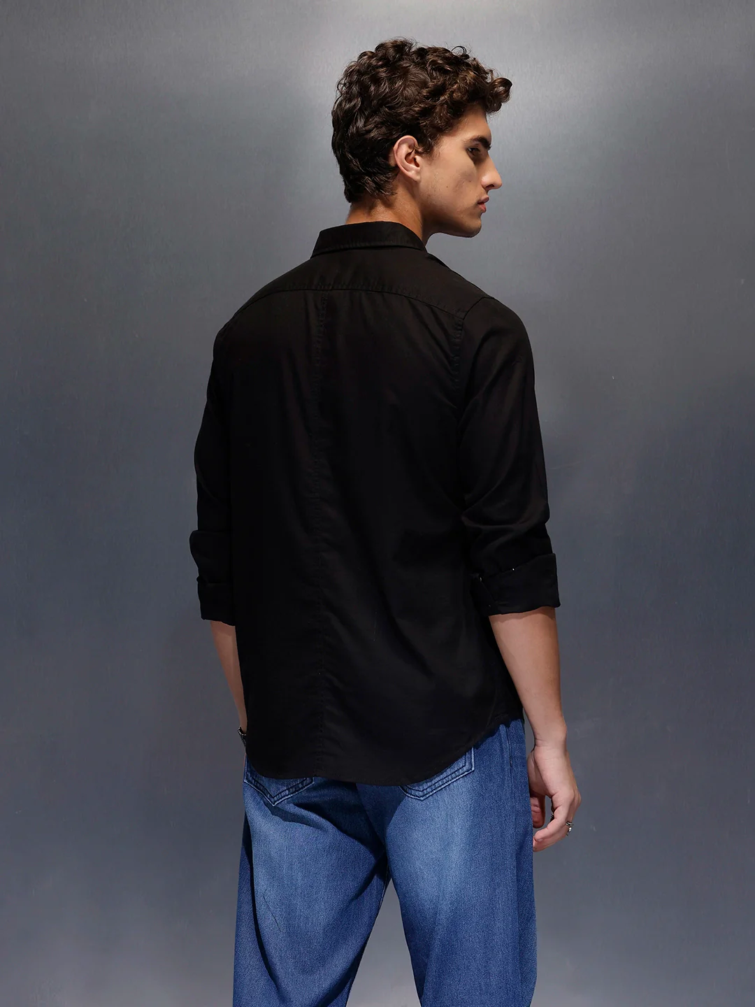 Men's Slim Fit Casual Shirt | Black - Image 3