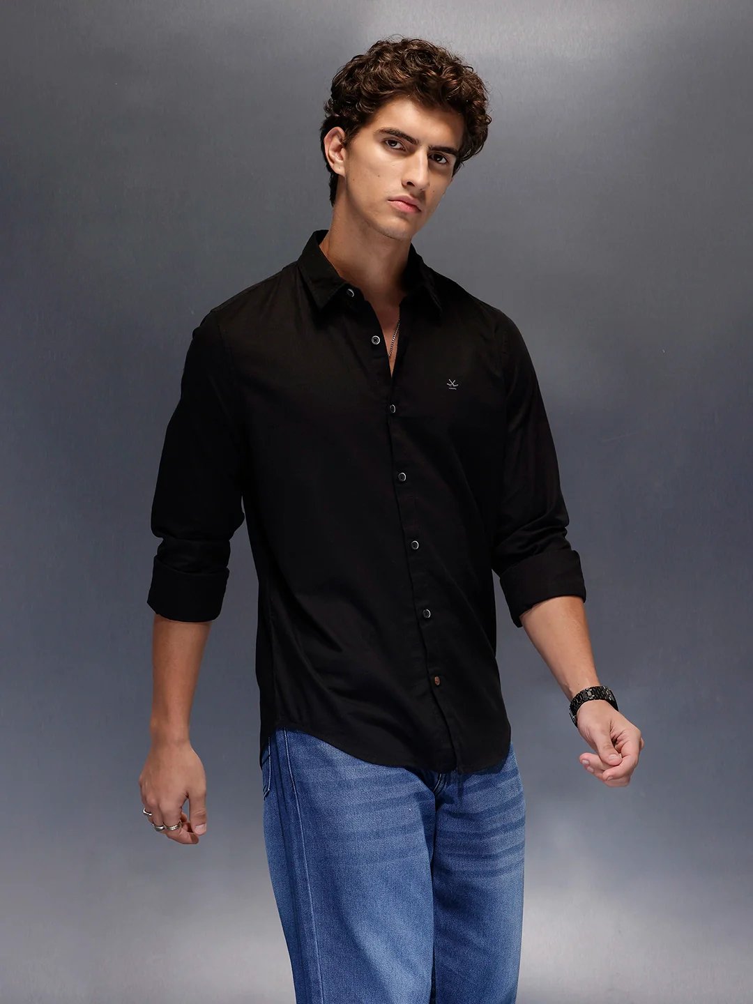 Men's Slim Fit Casual Shirt | Black - Image 4