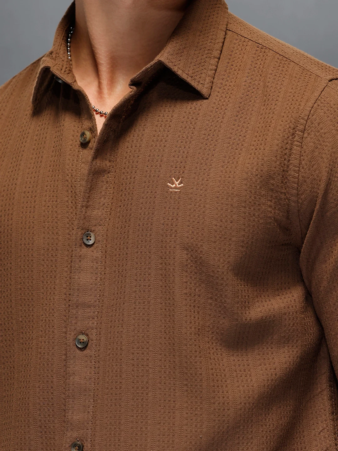 Men's Slim Fit Casual Shirt | Dark Brown - Image 5