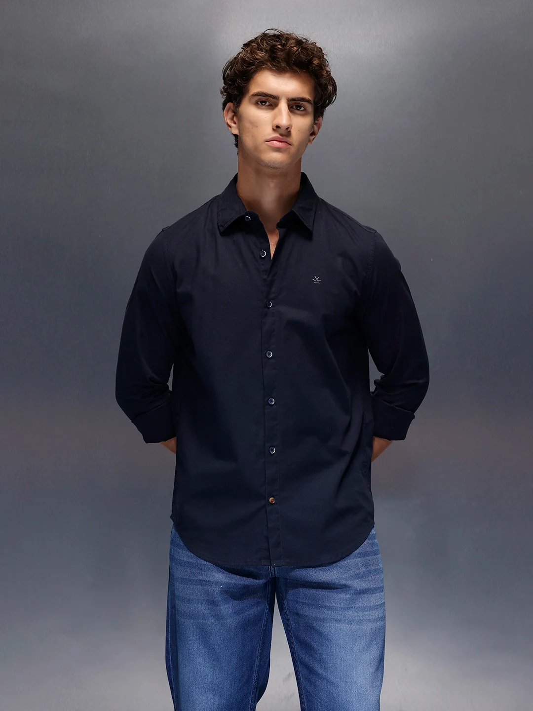 Men's Slim Fit Casual Shirt | Navy Blue