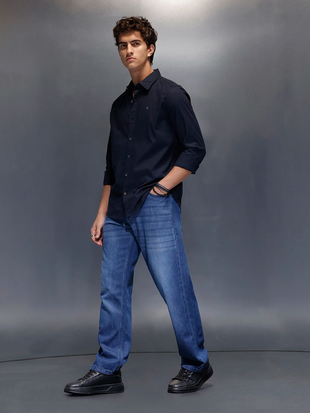 Men's Slim Fit Casual Shirt | Navy Blue - Image 2