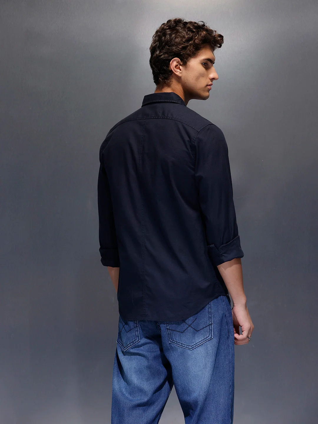 Men's Slim Fit Casual Shirt | Navy Blue - Image 3