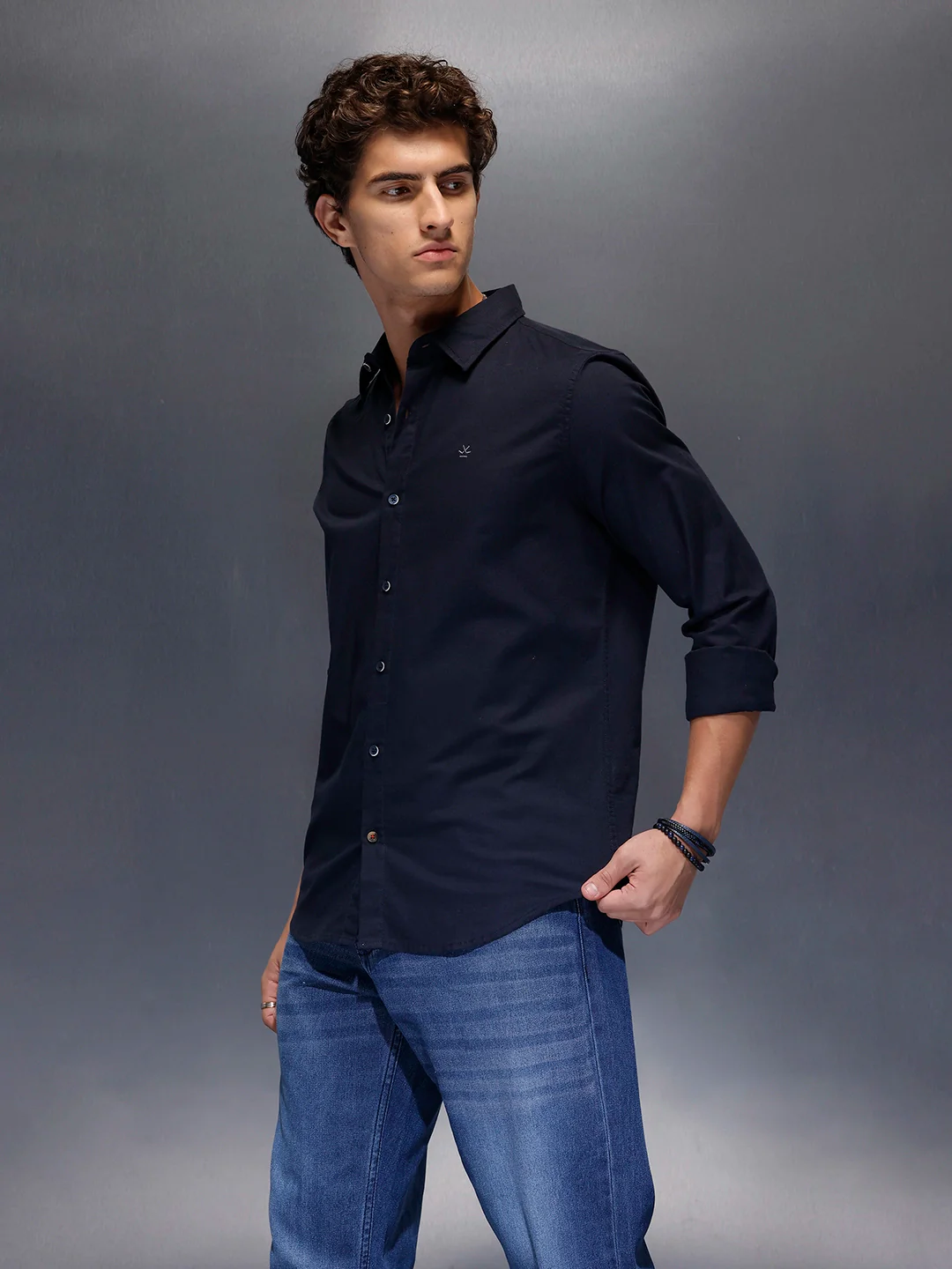 Men's Slim Fit Casual Shirt | Navy Blue - Image 4