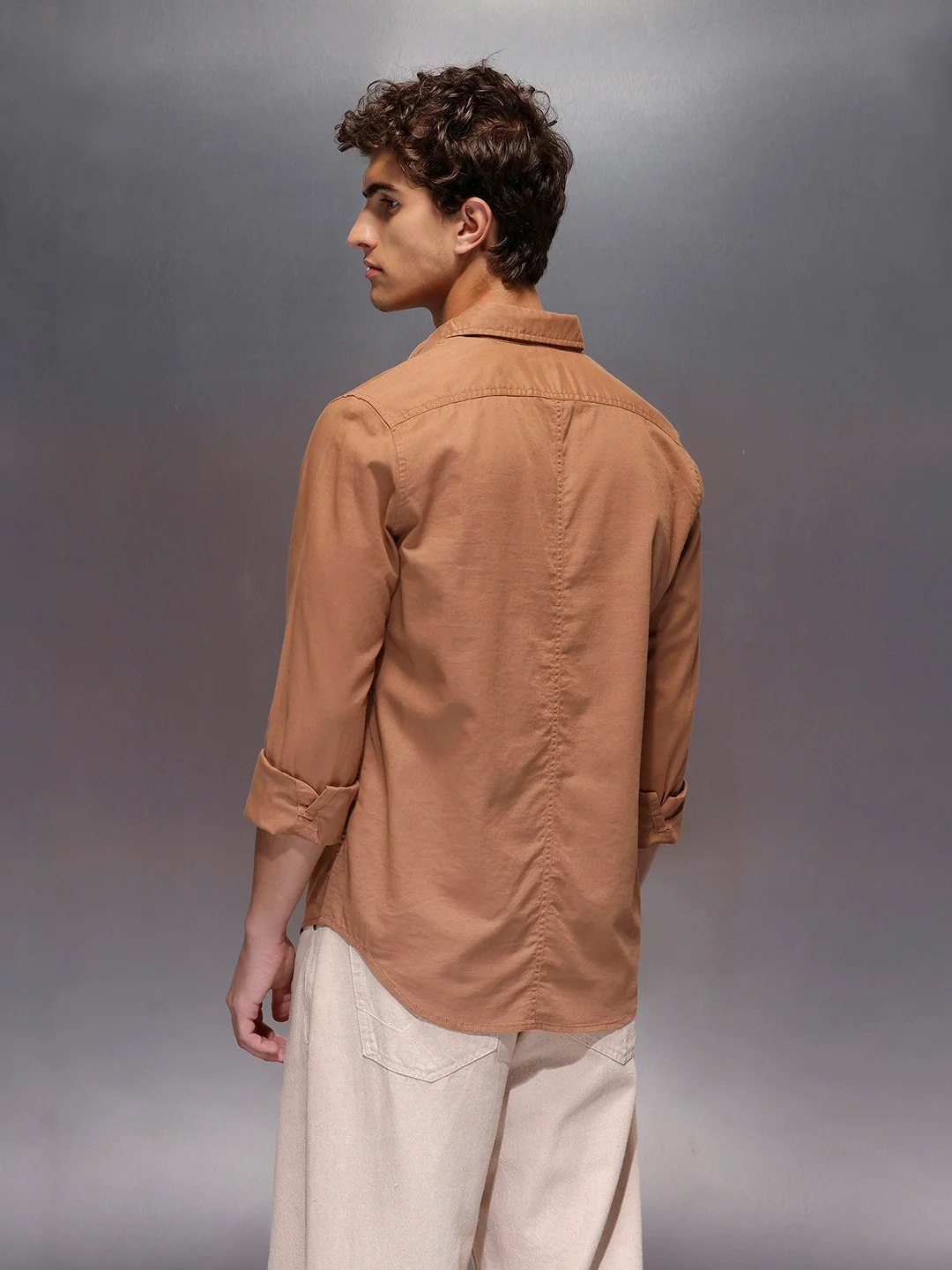 Men's Slim Fit Casual Shirt | Rust - Image 3