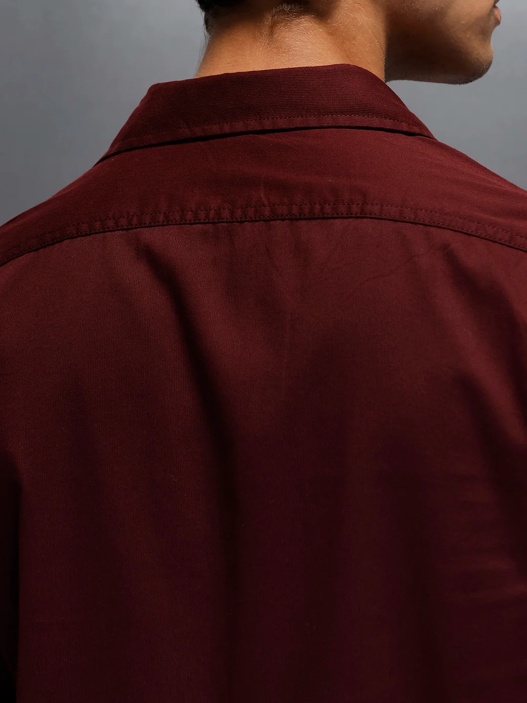 Men's Slim Fit Casual Shirt with Double Pocket | Wine - Image 5