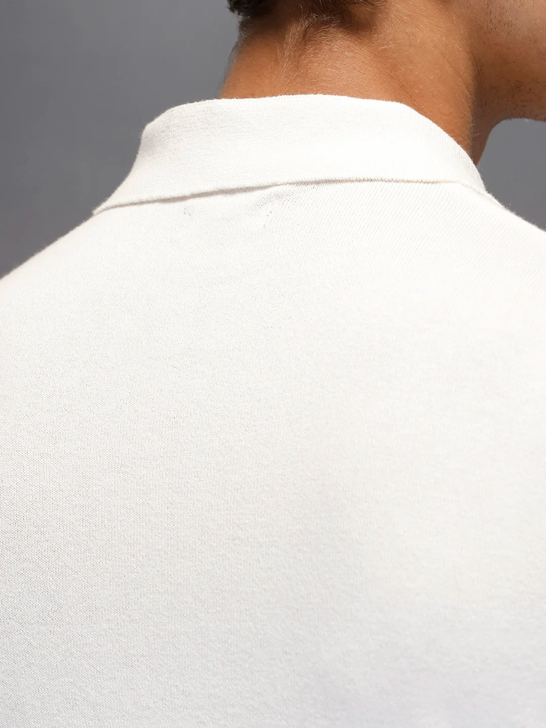 Men's Textured Zip- Up Polo T-Shirt | White - Image 6