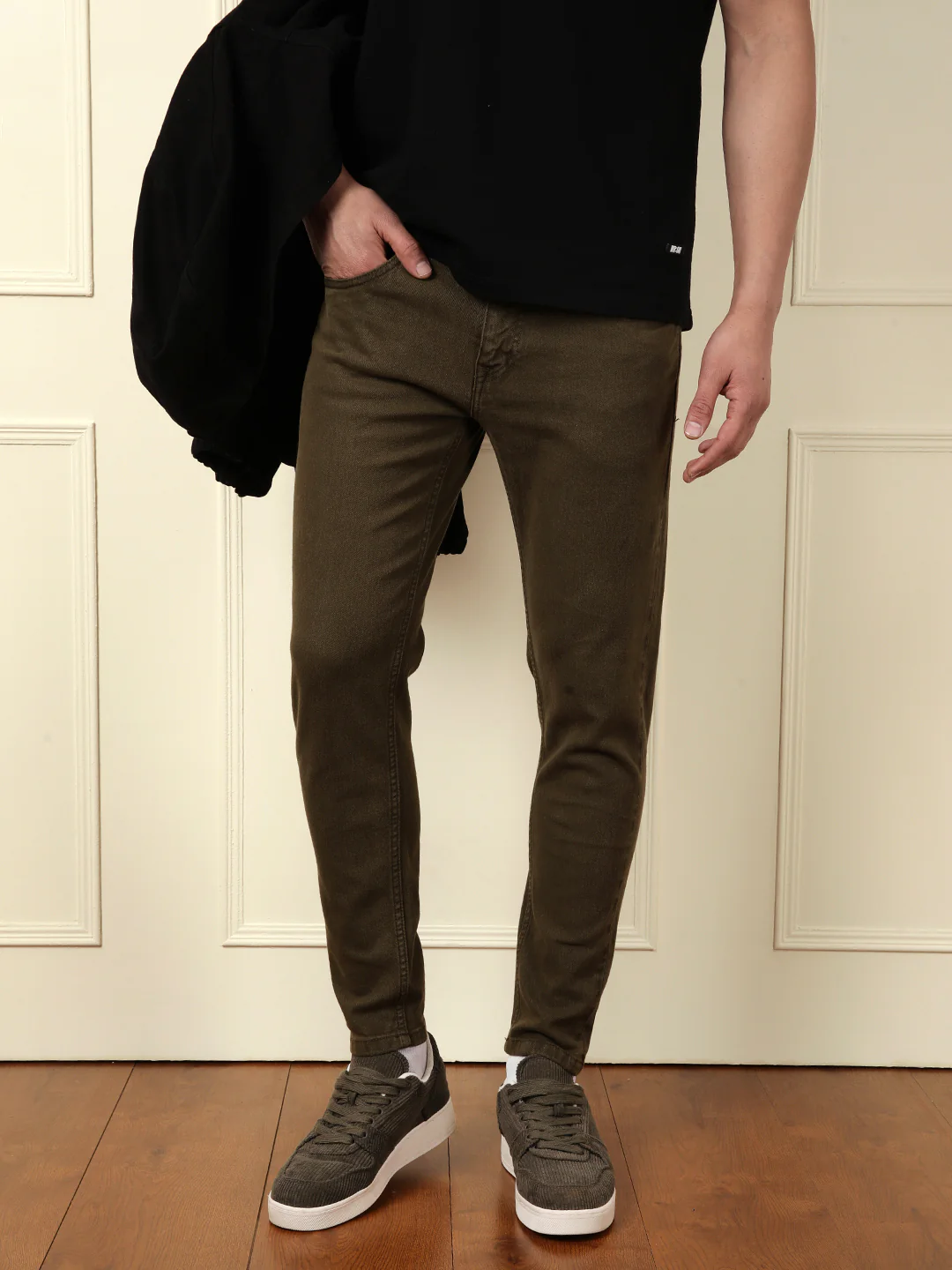 Skinny Crop Coloured Denim Jeans | Olive