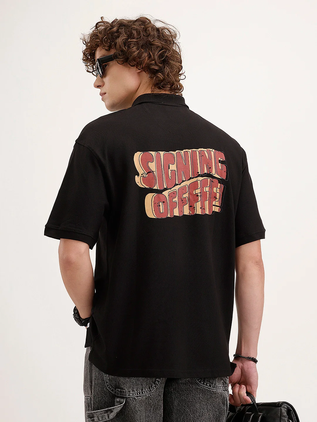 Oversized Back Printed T-Shirt | Black
