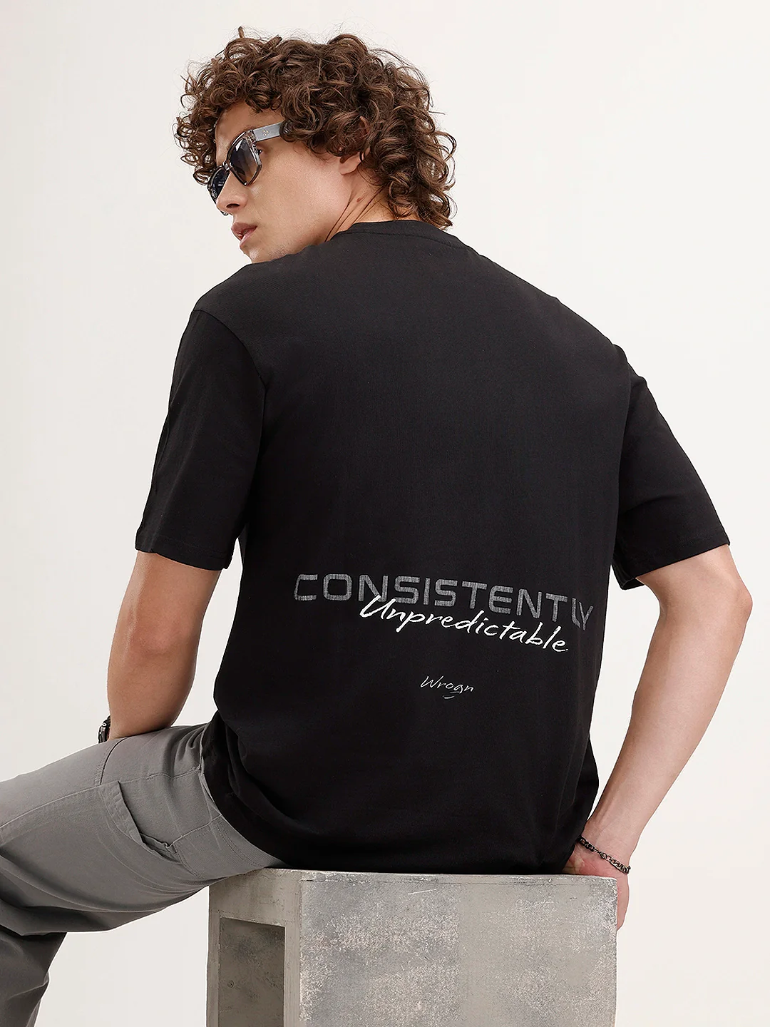 Oversized Back Printed T-Shirt | Black