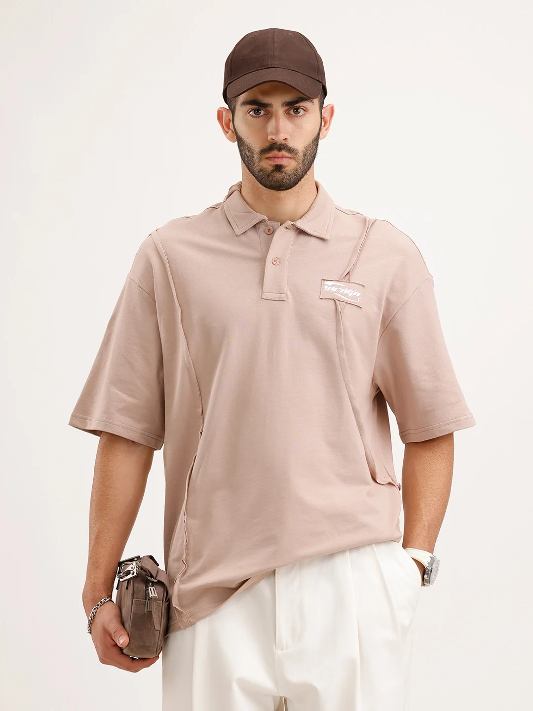 Oversized Cut & Sew T-Shirt | Brown