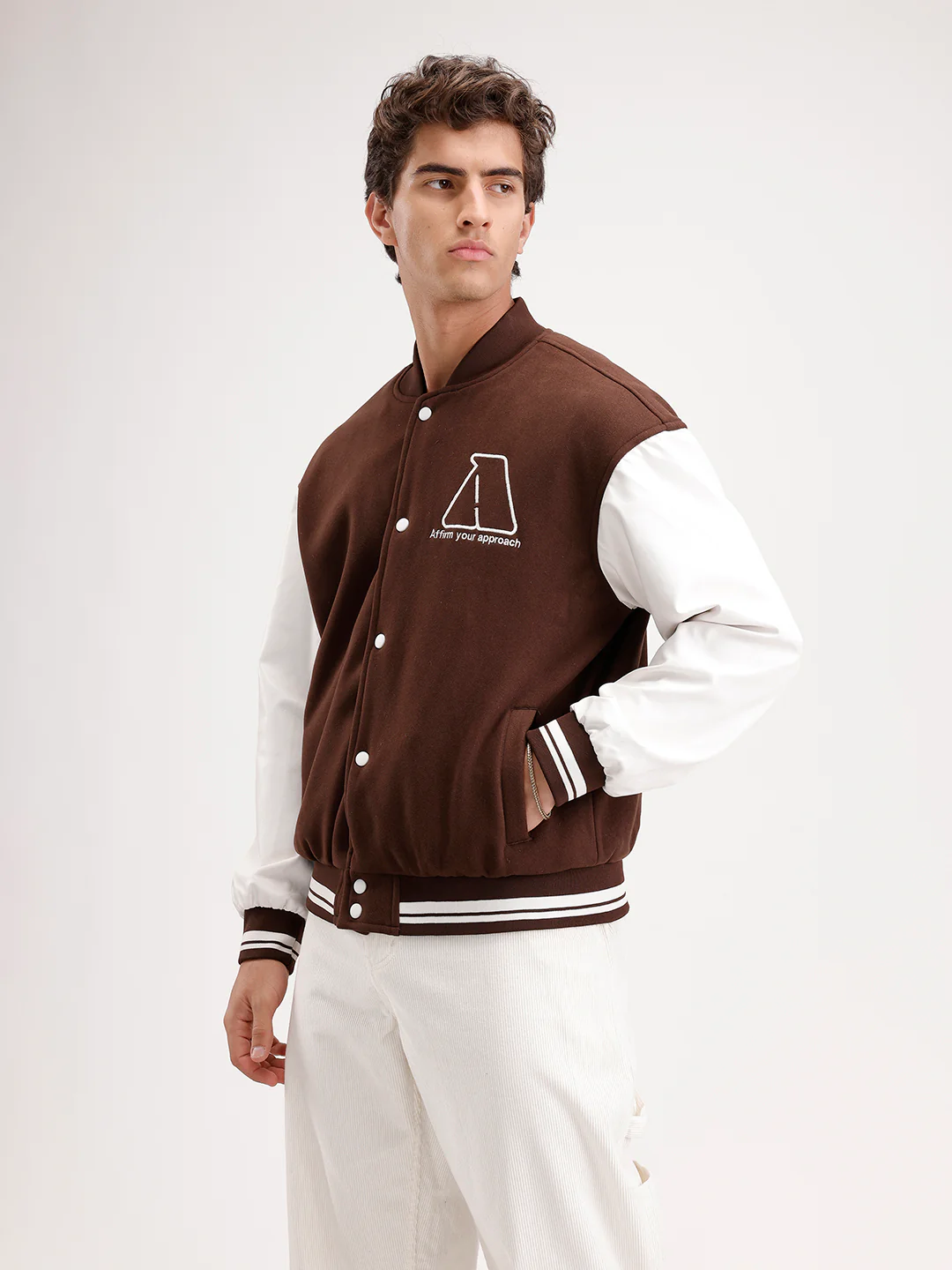 Oversized Embroidered Bomber Jacket | Brown - Image 4