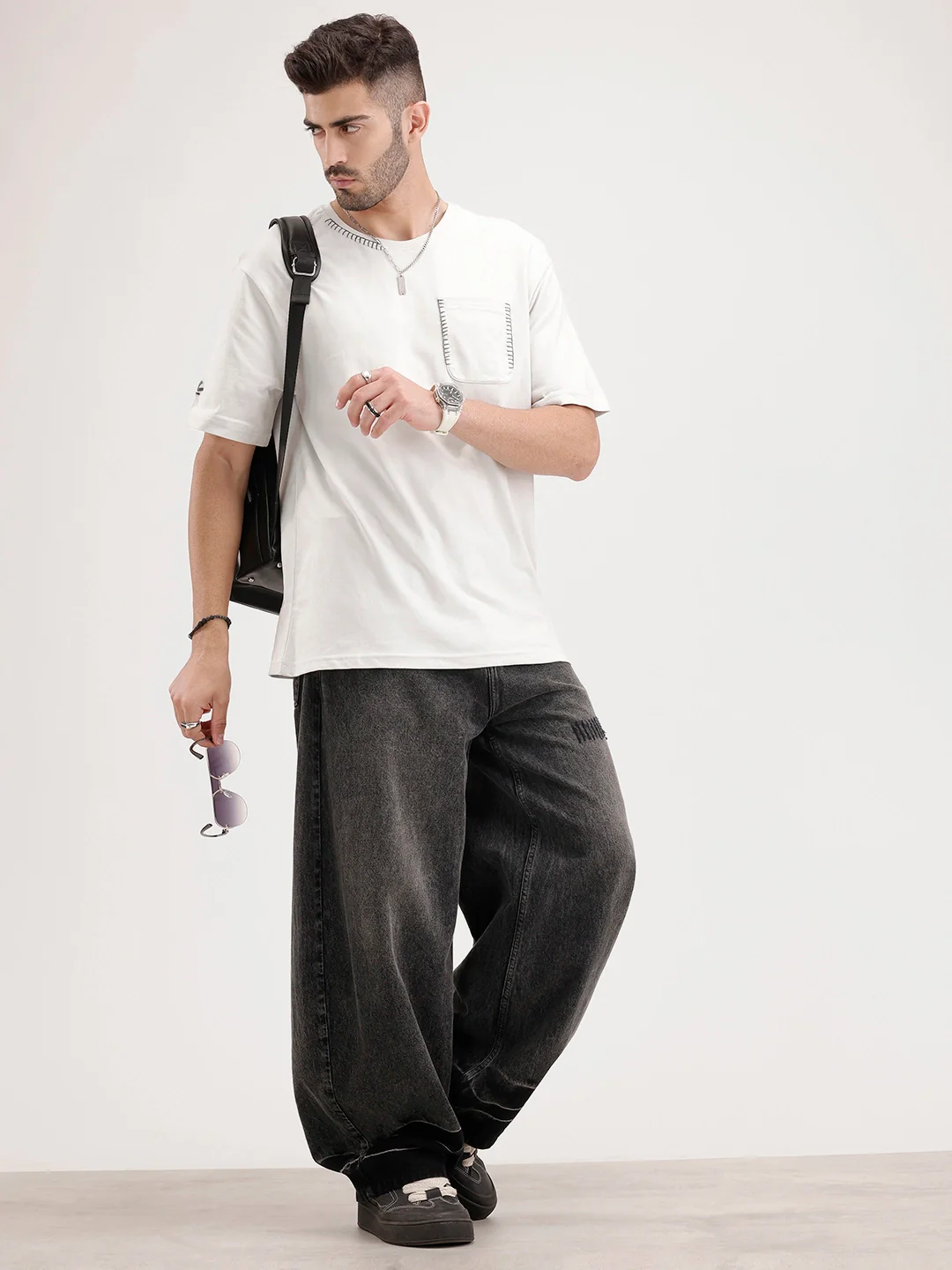 Oversized Embroidered Patch Pocket | White - Image 2