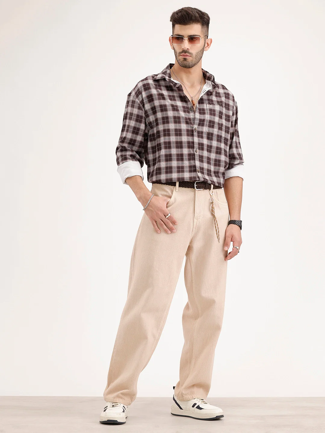 Oversized Fit Checkered Shirt | Brown - Image 2