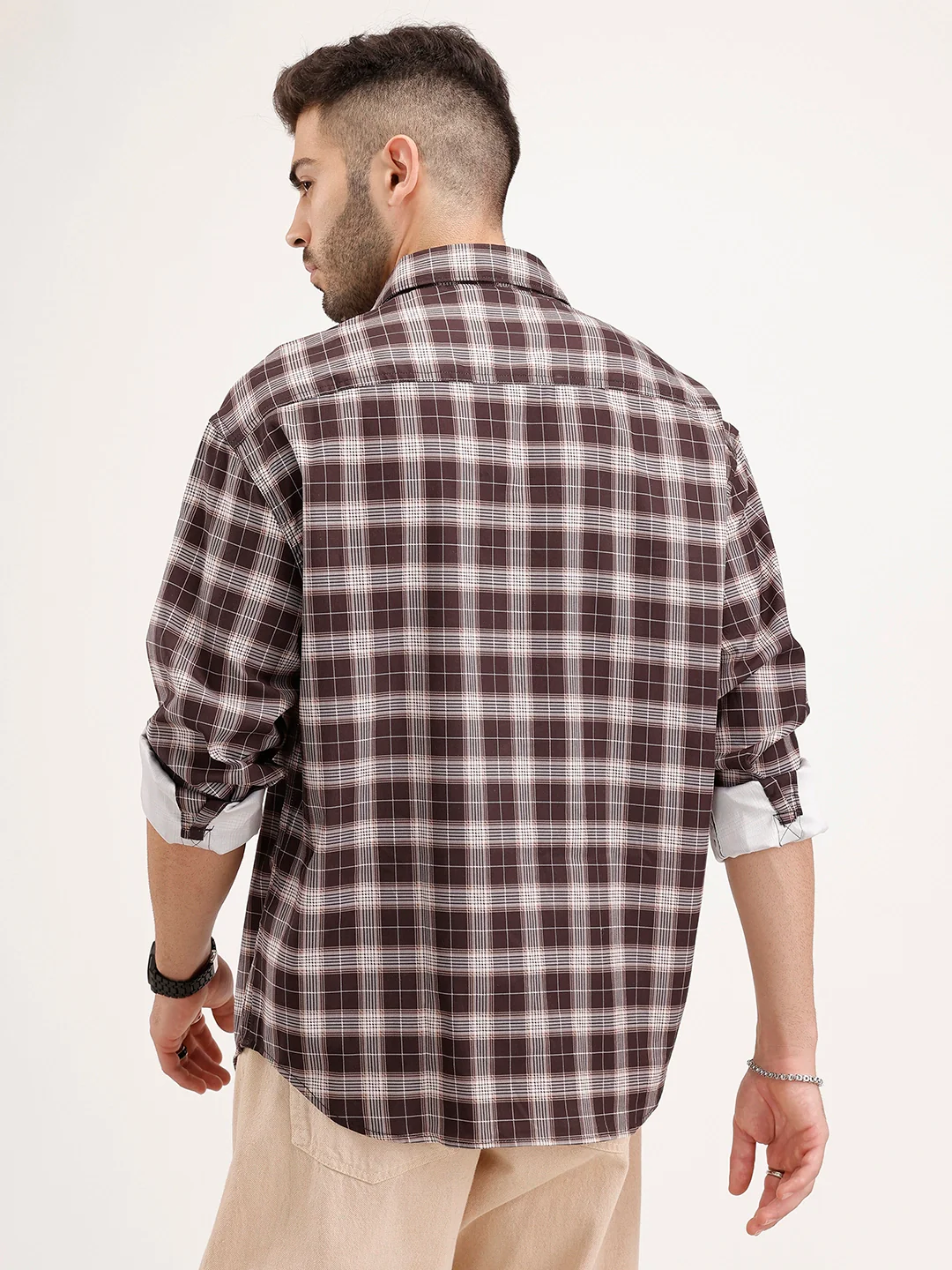 Oversized Fit Checkered Shirt | Brown - Image 3