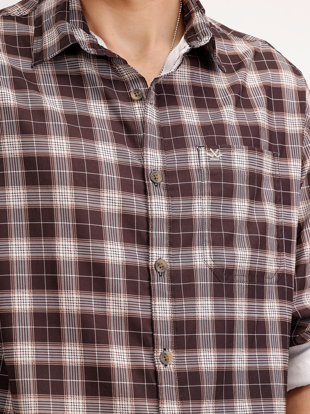 Oversized Fit Checkered Shirt | Brown - Image 5