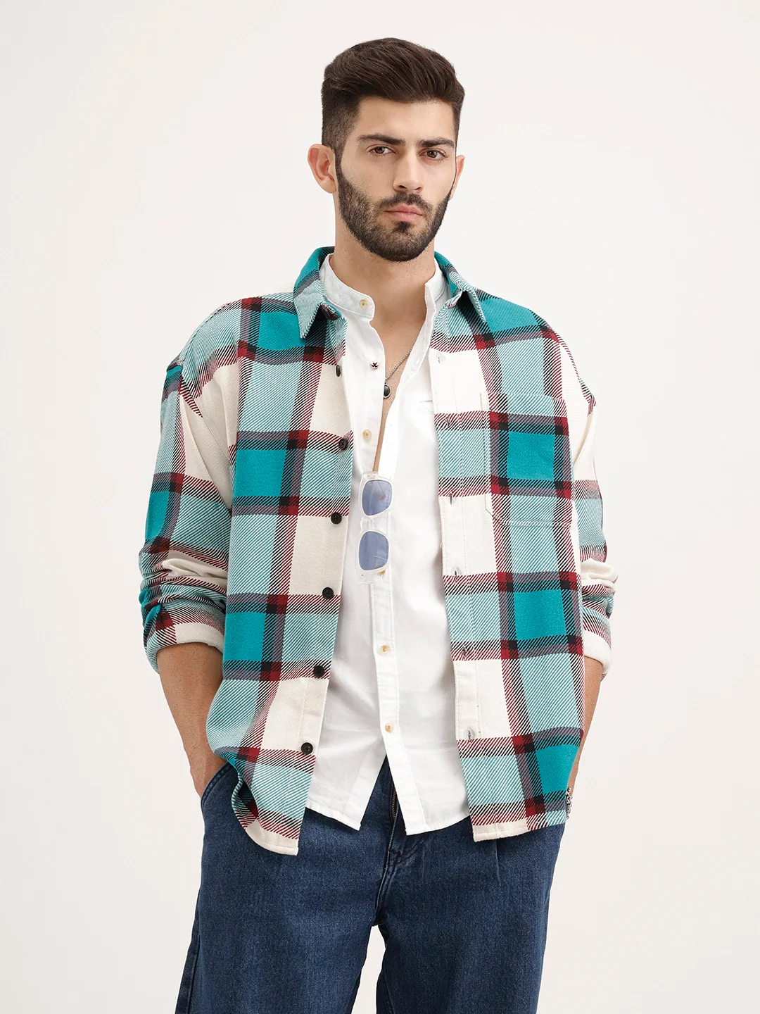 Oversized Fit Checkered Shirt | Green