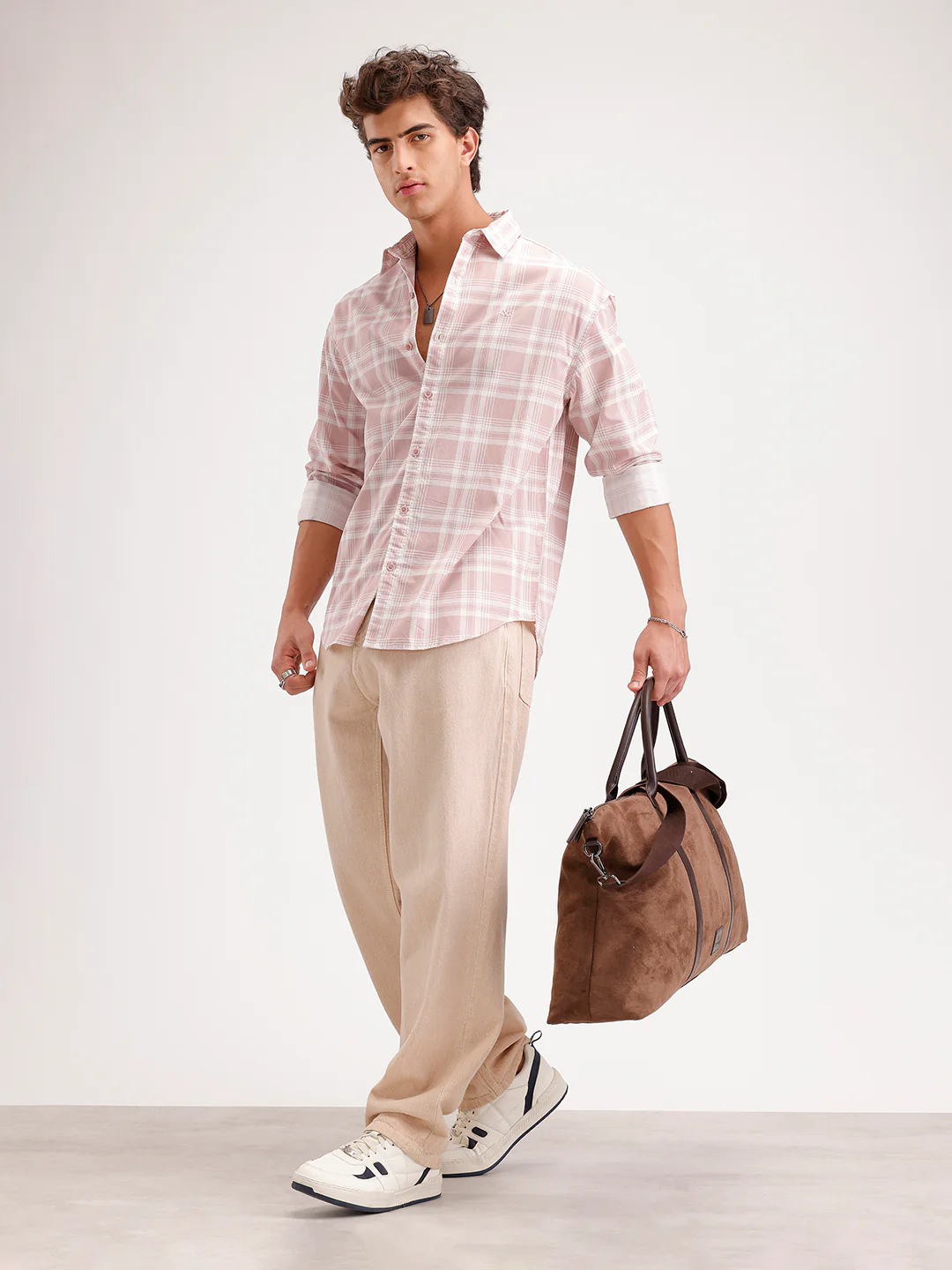 Oversized Fit Checkered Shirt | Pink - Image 2