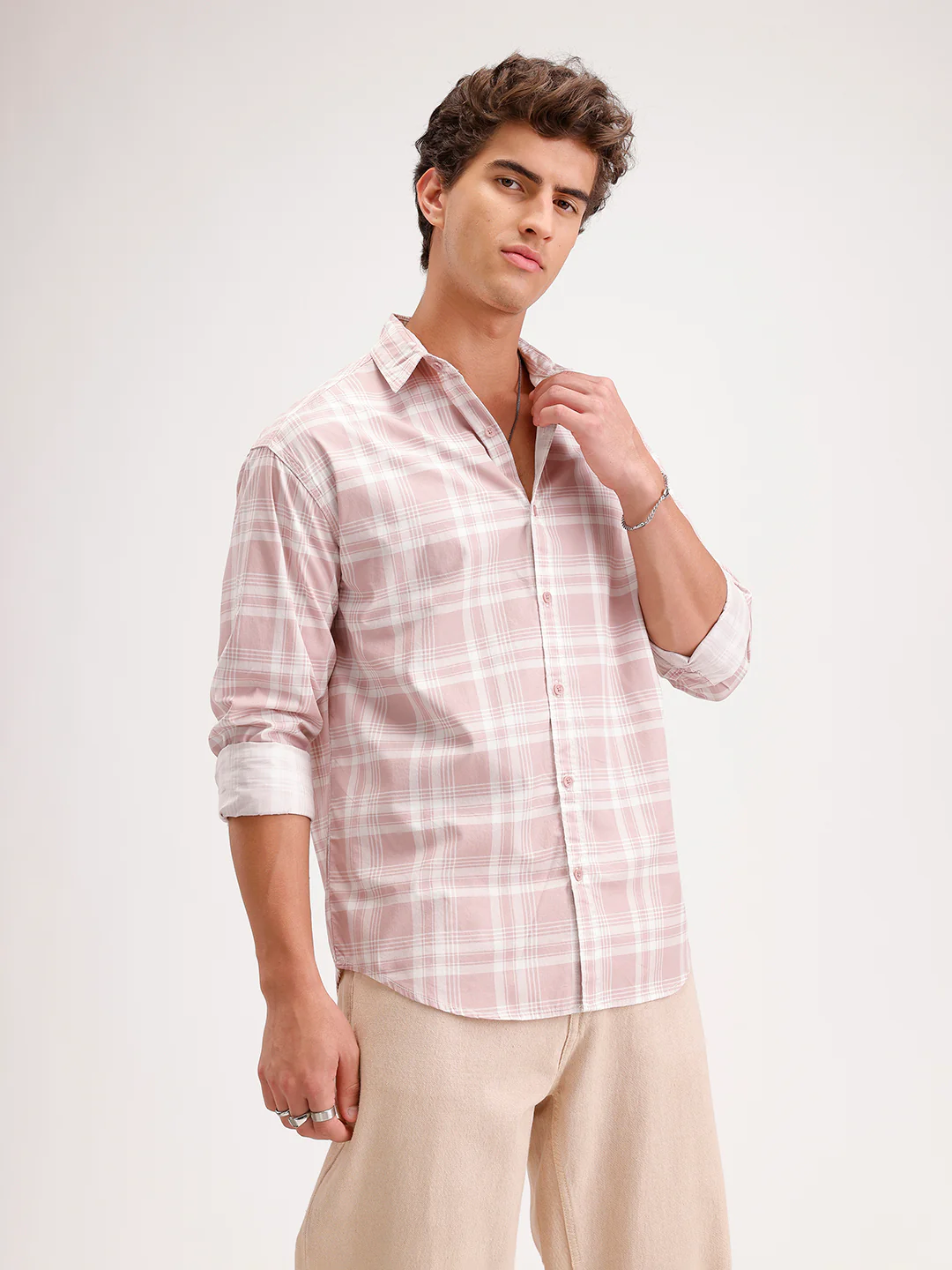 Oversized Fit Checkered Shirt | Pink - Image 4
